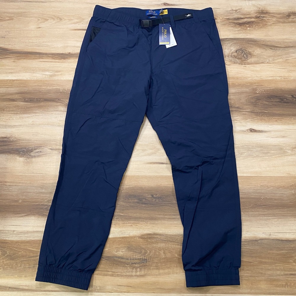 Polo Ralph Lauren Performance Pants L Hiking Jogger Nylon Belted Navy Blue